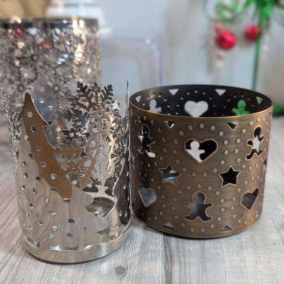 Bath & Body Works Candle Holders Winter & Fall (8) Bundle Silver Gold - Picture 2 of 15